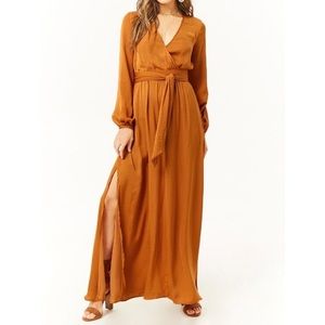 NWT Forever 21 Satin Surplice Tie Belt Maxi Dress